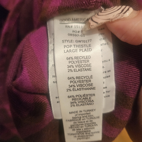 EUC Good American Pink & Brown Plaid Flannel. Pristine & Oversized. - Picture 8 of 9